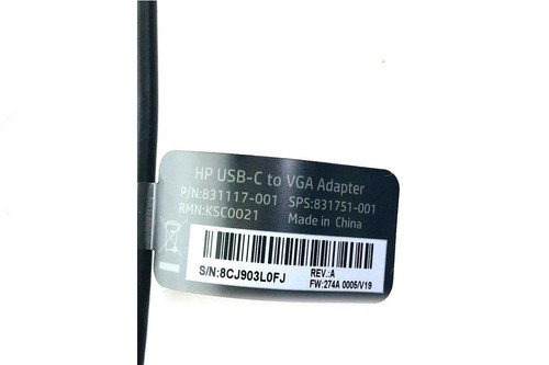 HP P7Z54AA#ABL USB-C to VGA Display Adapter HP Graphic Adapter - USB Type C - Picture 5 of 6