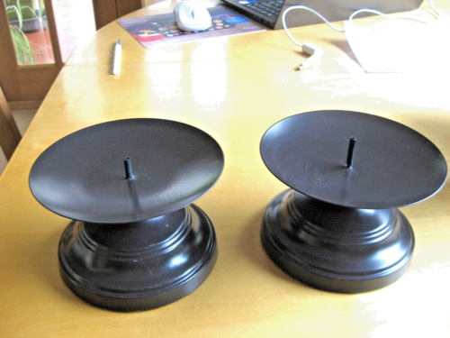 2 colony candles holders dark wood effect 15.5 cms dia NEW