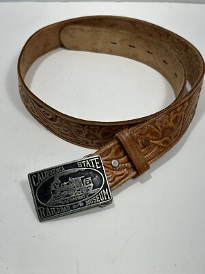 California State Railroad Museum Belt Buckle Sacramento On Leather Embossed  Belt - Main Image