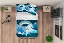 3D Unicorn Rainbow Cartoon Kids Quilt Cover Set Duvet Cover Bedding Pillowcases