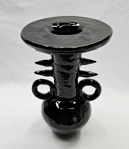 Studio Art Pottery Abstract Glaze Unique Black Vase Heavy Signed Ralph # 3/17 - Picture 4 of 19