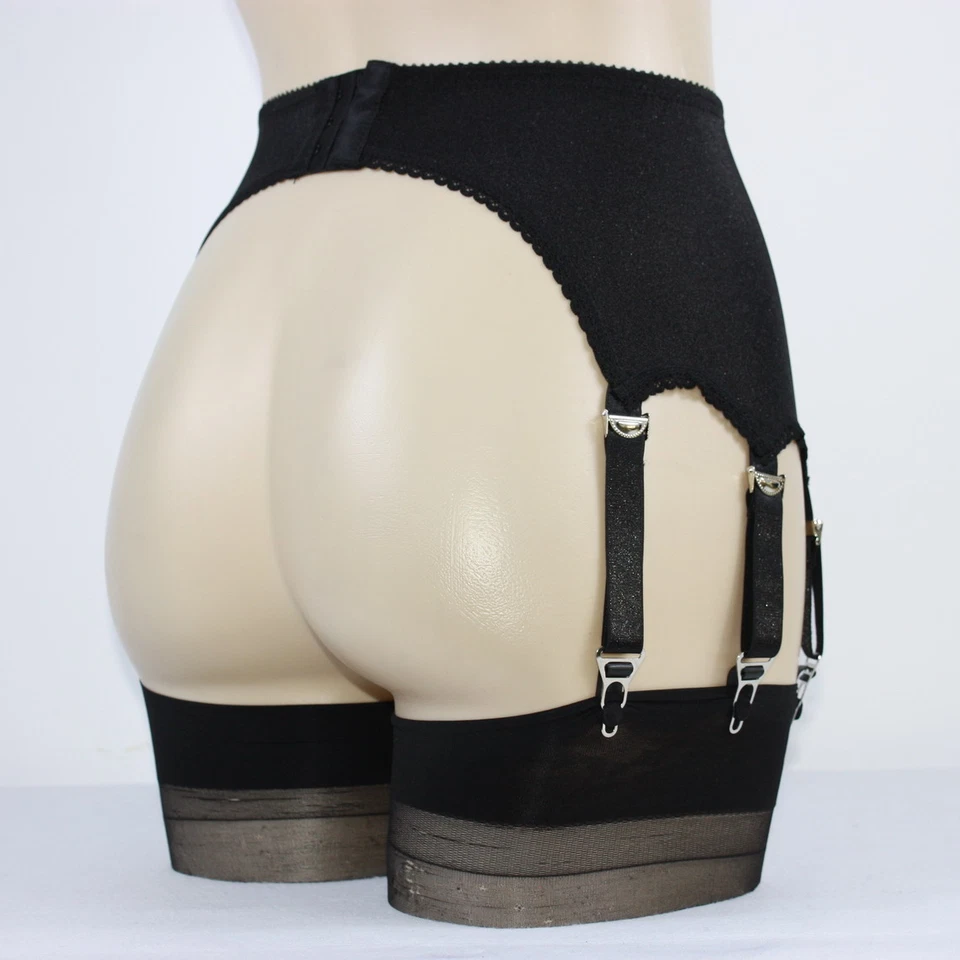 Alacki Retro Style 8 Straps Garter Belts Plain Color Suspender Belt Underwear - Image 4 of 4