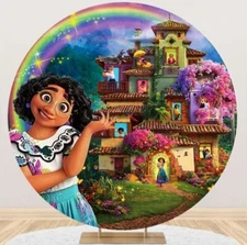 Round Backdrop Cover Encanto Theme Birthday Photo Background Home Studio Props