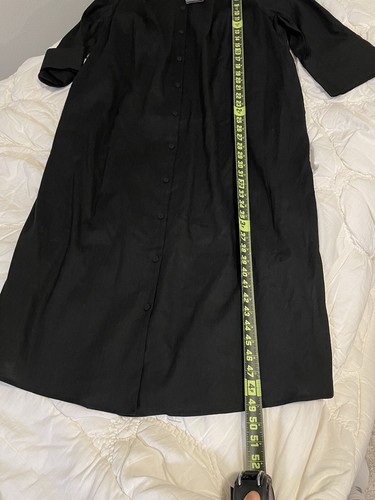 Ulla Popken Womens Dress 20/22 Black Long A- Line Button Stretch Linen Blend NWT - Picture 9 of 9