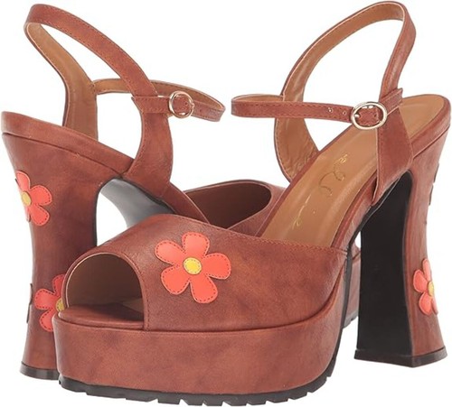5.5" Heel Open Toe Shoe with Flower - Tan - Picture 6 of 11