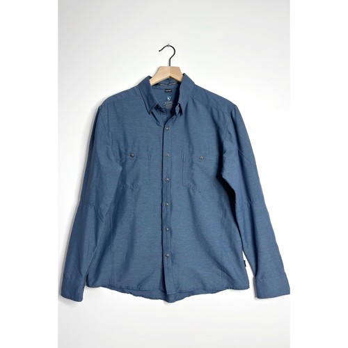 KUHL Herren Reklaimer Langarm Hemd Knopfleiste Blau Nylon Größe Medium