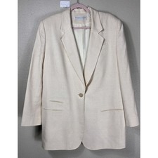 Valerie Stevens Pure Silk Blazer Women's 14 Ivory Cream Vintage Oversized