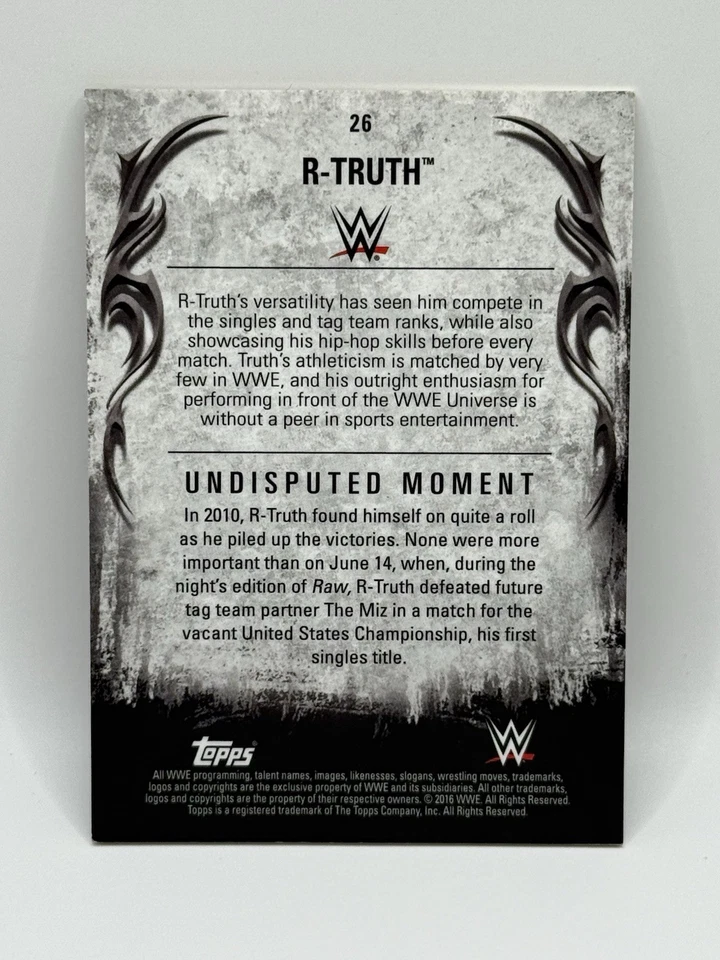 2016 Topps WWE Undisputed R-Truth #26 - Image 2 of 2