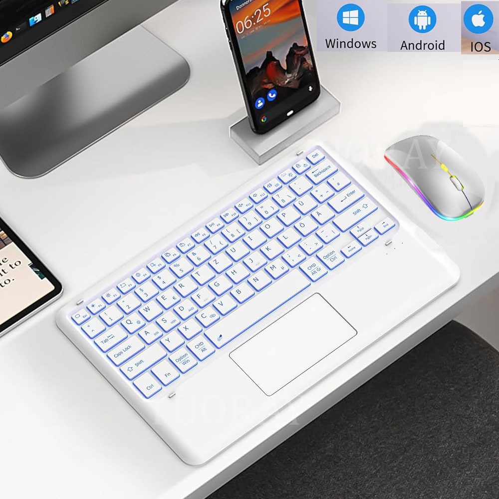 Für iPad 5/6/7/8/9/10th Air 3 4 5 Pro 11″ 9,7″ QWERTZ Beleuchtete  Tastatur Maus