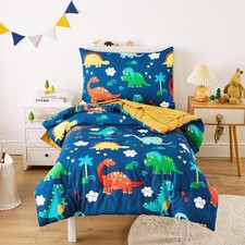 - Dinosaur Bedding Set for Boys, Cute Colorful Dinosaurs, 4 Pieces Soft Crib ...