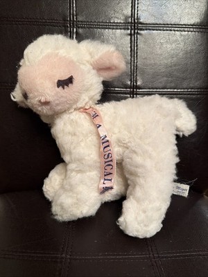 Vintage Mary Meyer White And Pink Wind Up Musical Lamb