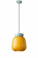 Pendelleuchte HäNgelampe Glas Keramik Ø 29 Cm H: Max. 154 Cm Hellblau Gelb E27