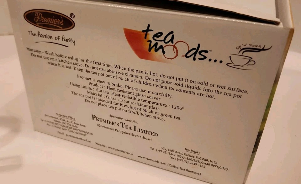 Tetera de vidrio transparente verde/negro resistente al calor acero inoxidable Premiers 1400 ml Foto 4 de 4
