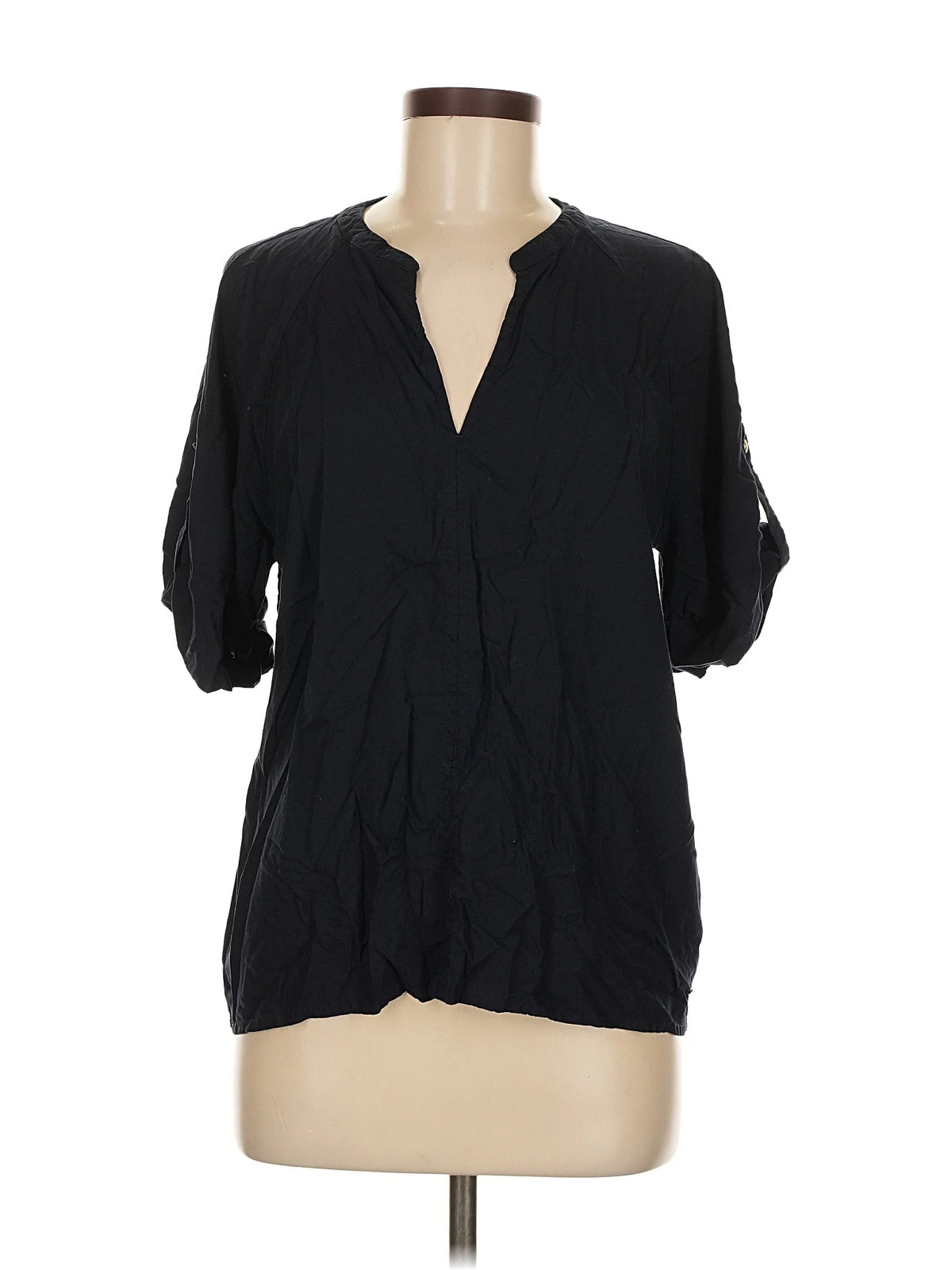 Tommy Hilfiger Women Black 3/4 Sleeve Blouse M