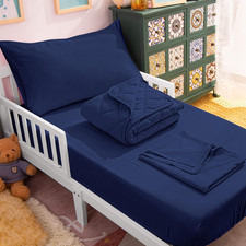 NTBAY Toddler Bedding Set - 4 Piece Soft and 4 Pieces , Navy