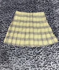 No Boundaries Girls Plaid Pleated Skirt Yellow Black Size M 7-9 Women s XS