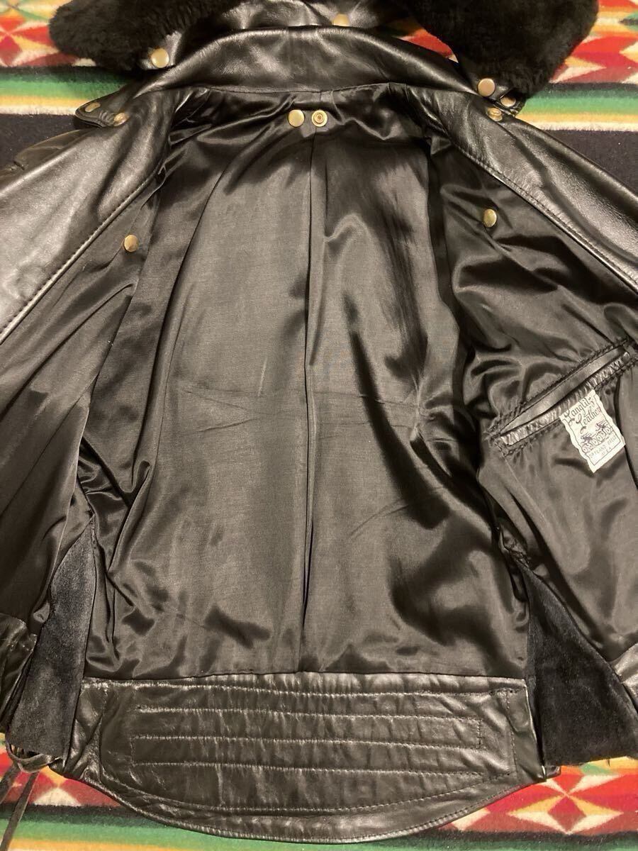 Used Langlitz Leathers Padded Columbia Fur Trim Leather Rider's Jacket Black image 9