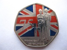 Windrush Generation 75 Years Coloured 50p Fifty Pence Coin Dated 2023 BUNC