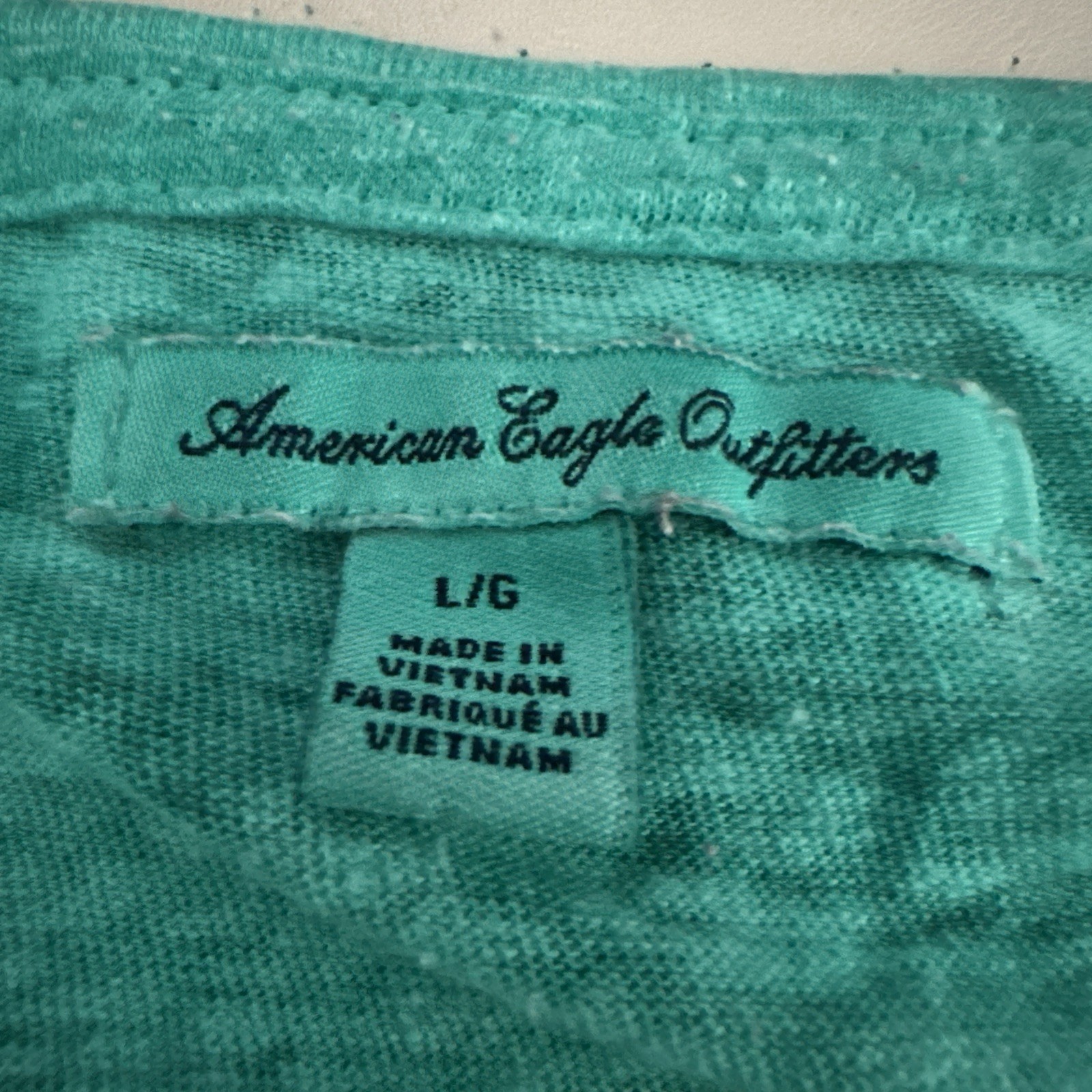American Eagle Women’s Large Shirt Green 3/4 Sleeve Sheer Stretchy Top image 4