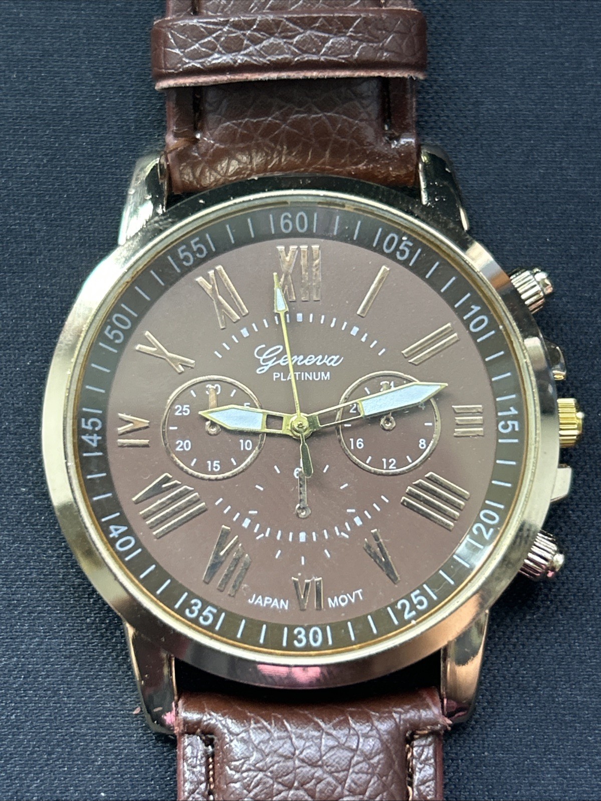 Geneva Platinum Gold Tone Brown Dial And Case Quartz Watch