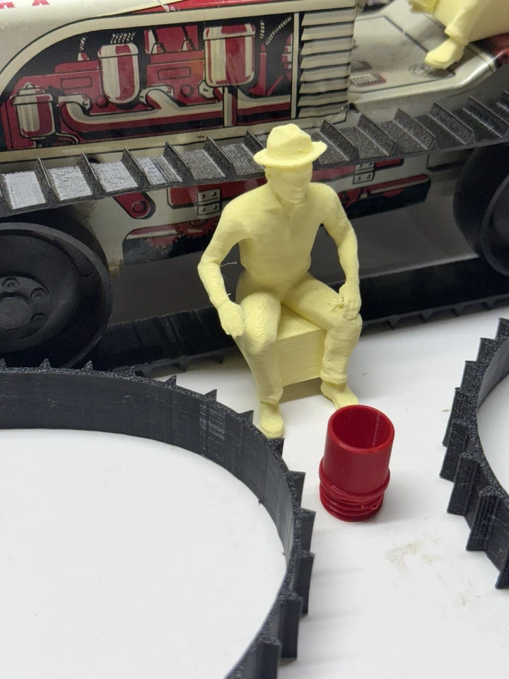 1 juego de pistas, 1 driver&stack Marx tractor de escalada hojalata juguete litográfico nº 5 topadora Foto 2 de 4