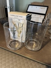 Hurricane Vase Set of 2 Clear Transparent Glass Cylinder Vases 19cm & 23cm