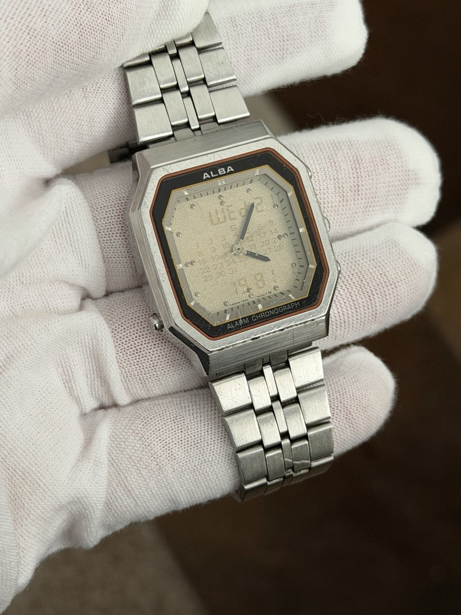 Rare Vintage Alba Y950-5020 Men's Ana-Digi Calendar Sports Watch