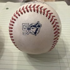 1 GAME USED Toronto Blue Jays 50th Anniversary Baseball With Commemorative Stamp