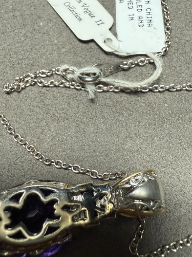 MICHAEL VALITUTTI NH GEMS EN VOGUE STERLING 925 VERMEIL AMETHYST NECKLACE 18” - Picture 5 of 8