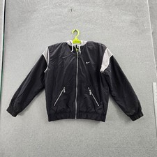 VINTAGE Nike Women Jacket S Black Nylon Polyester Colorblock Logo Y2K