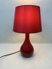 Small Plain Red Ceramic Table Lamp with Shade