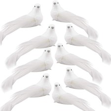Artificial Birds, 12 Pcs Artificial White Doves Simulation Foam White Feather...