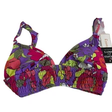 Hula Honey Floral Stretch Ruffle Swimsuit Top Size XS NWT