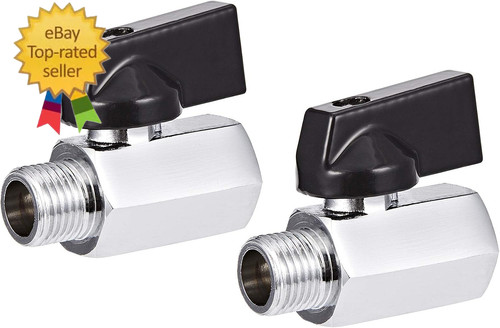 2 Pack Brass Mini Ball Valve 1/4" NPT Female X Male Thread Shut-Off Valve (1/4"