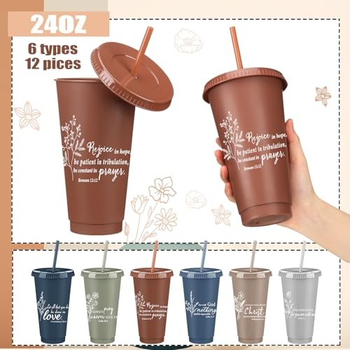 12 Pcs Christian Gifts for Women 24 oz Bible Verse Coffee Cups Bulk Mother's - Picture 4 of 7