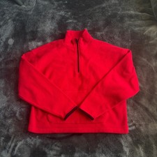 PINK Victoria's Secret Red Fleece Quarter Zip Pullover Sweatshirt Women Small