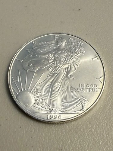 1996 $1 American Silver Eagle 1 oz Uncirculated Coin   KEY DATE, Has Spots