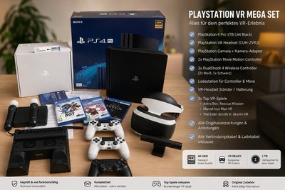 PlayStation 4 Pro 1TB + PlayStation VR Mega Bundle  Komplettset mit 3 Spielen