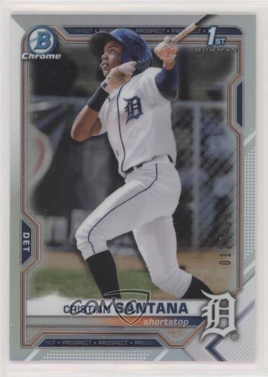 2021 Bowman Chrome Prospects Refractor 12/499 Cristian Santana #BCP-186 ms3
