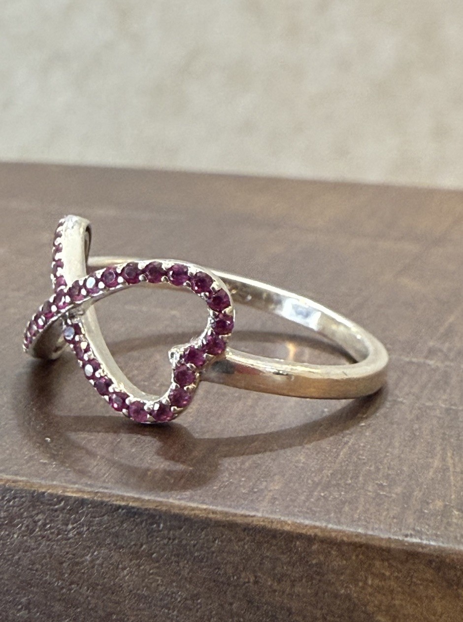 Sterling Silver Created Ruby Infinity Ring Sz. 9.… - image 3