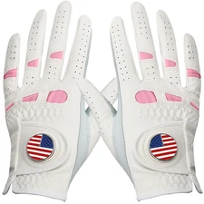 Amy Sport Women's Golf Gloves 2-Pack Left & Right Hand w/ Ball Marker All-Weathe