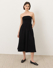 PACT Organic Fit Flare Strapless Dress, Black