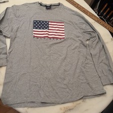 Vintage Polo Sport Ralph Lauren Long Sleeve Flag T-Shirt Mens Size L Made In USA