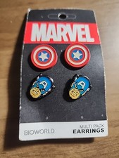 Set of 2 Marvel Avengers Captain America Stud Earrings New Bioworld
