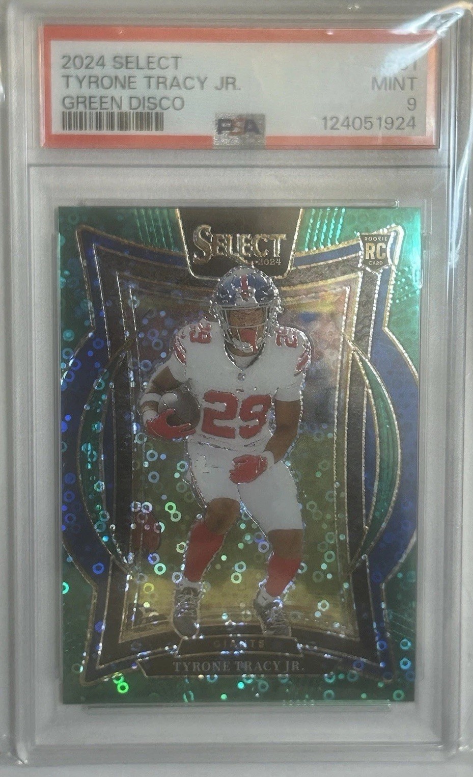 2024 Panini Select Tyrone Tracy Jr. /5 Green Disco Prizm PSA 9 RC Concourse #61