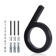 Floating House Number 6 6 Inch Modern Black Home Mailbox Street Address Sign