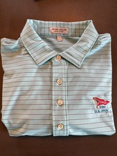 Peter Millar Summer Comfort Polo L 123rd U.S. Open LACC Golf Stripe Logo
