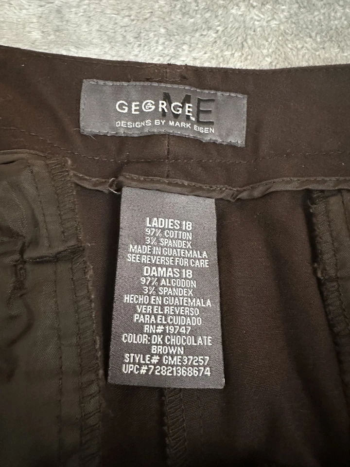 George Shorts Womens 18 Brown Dark Chocolate Bermuda Stretch Casual Comfort - Image 3 of 4