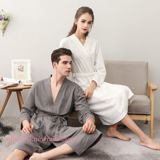 Couples Sleepwear V-neck Bathrobe Thin Sleeping Robe Men Women Yukata Nightwear