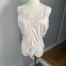 Vintage 1970s Pink Lingerie Lace Bodysuit Nightie Coquette XXL